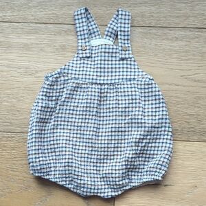 Zara | Checked Romper Bubble Overalls In Tan, Red & Blue